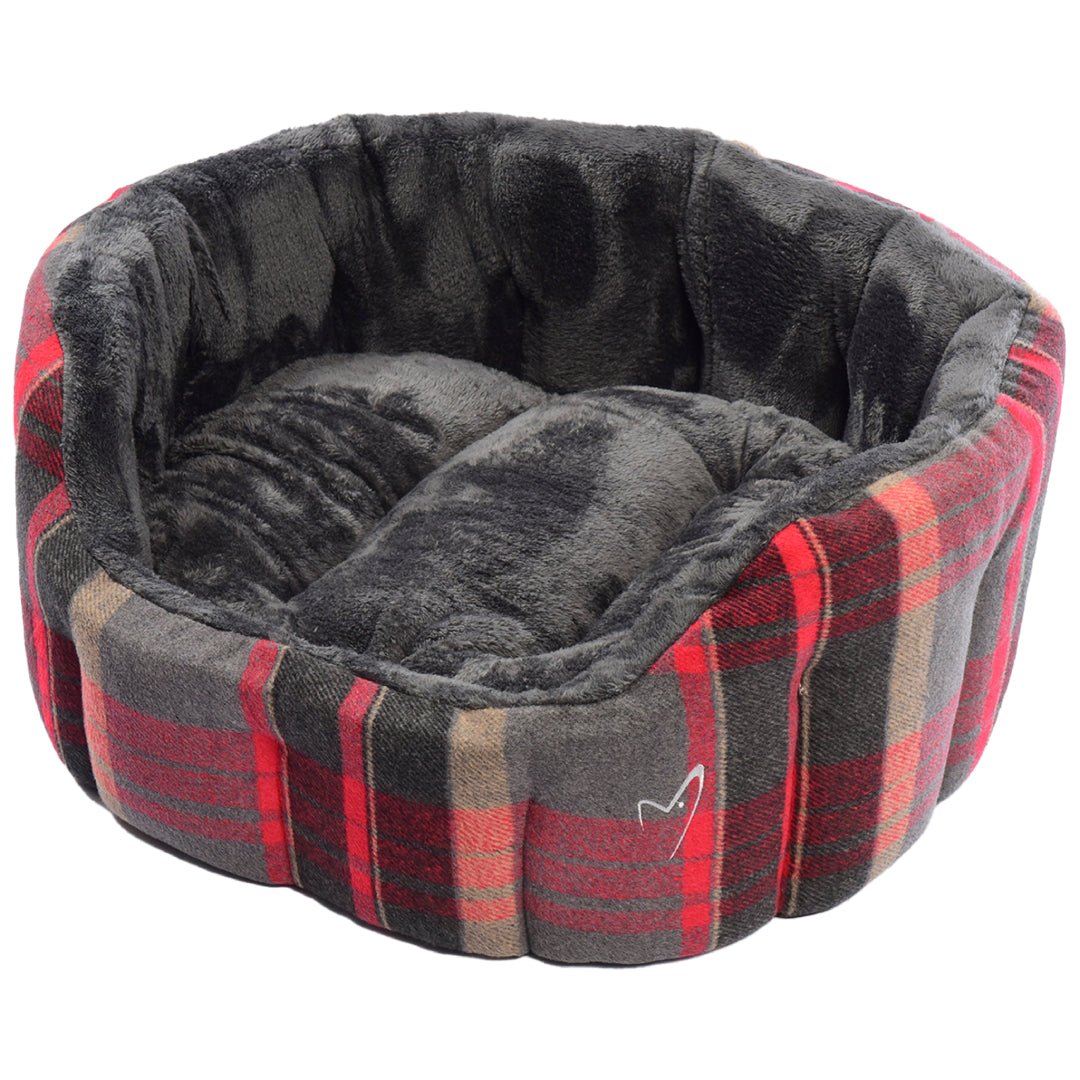 High Sided Dog Bed Red Checked