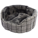 High Sided Dog Bed Grey Checked