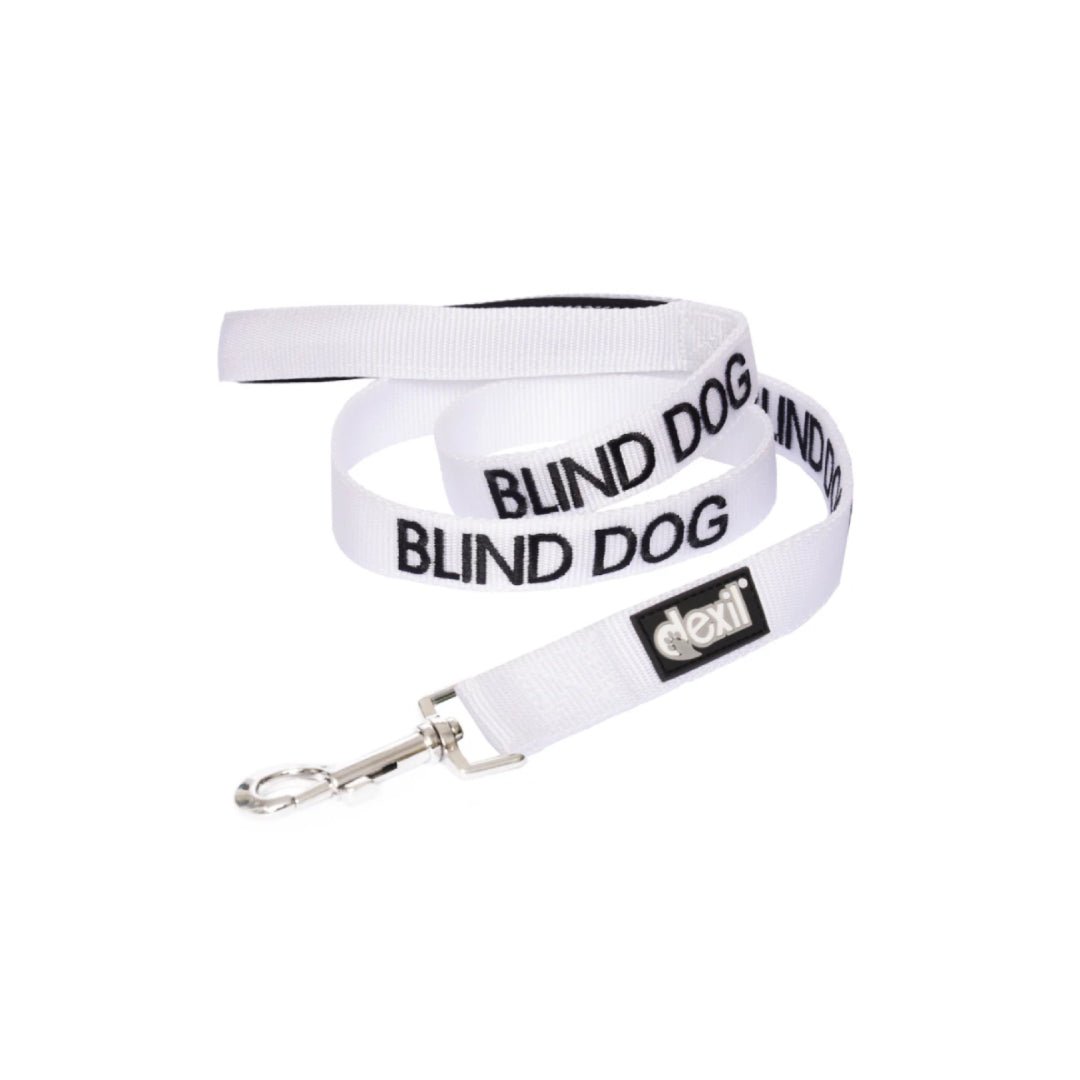 Embroidered "Blind" Dog Lead in White - Pawfecthome