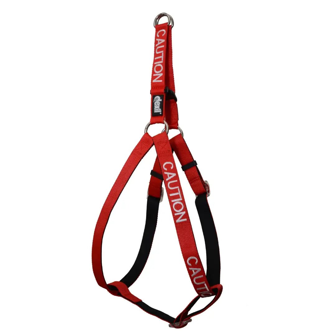 Embroidered Red 'Caution' Harness for Dogs | Dexil-Pawfecthome